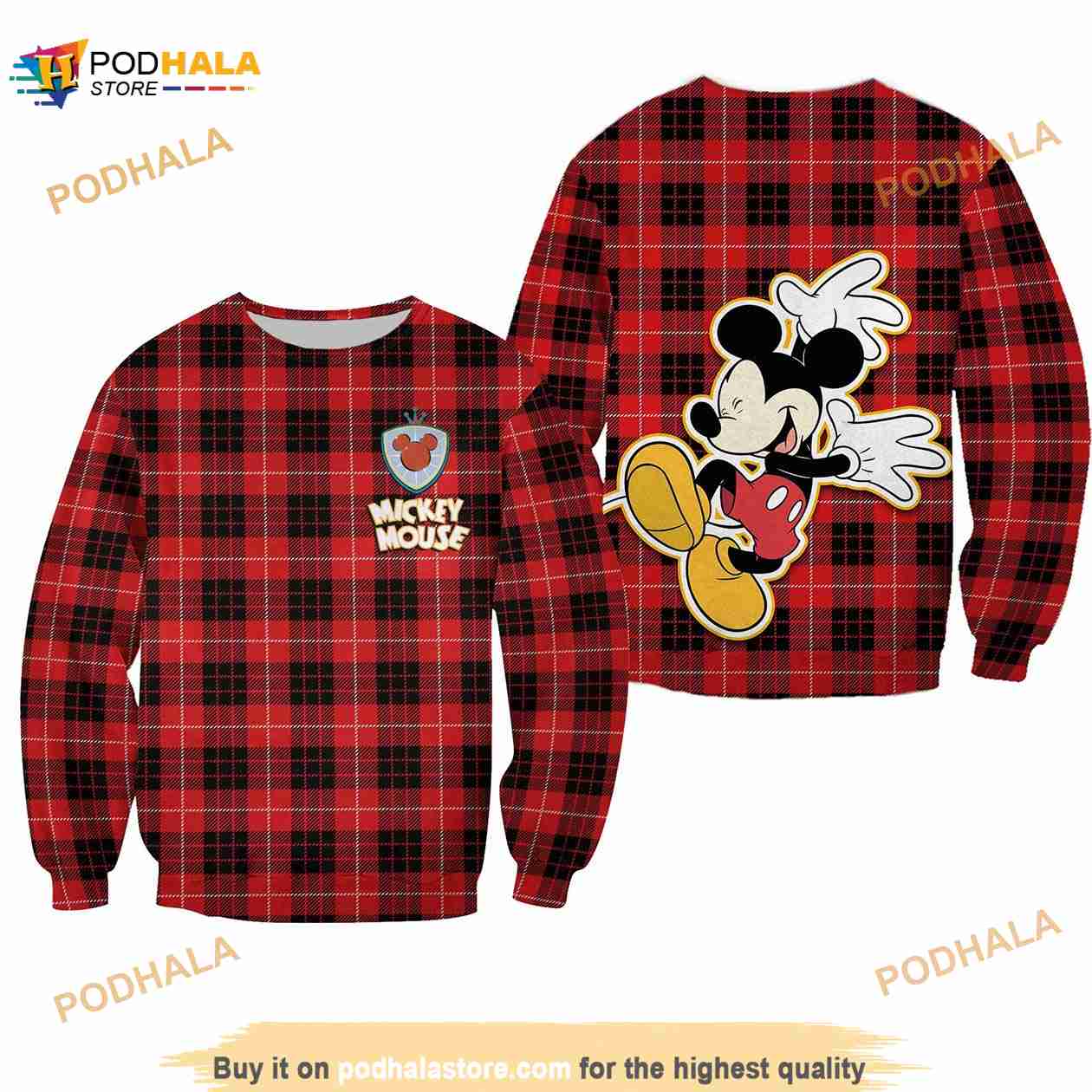 Mickey Mouse Black Red Stripes Patterns Walt Disney Cartoon