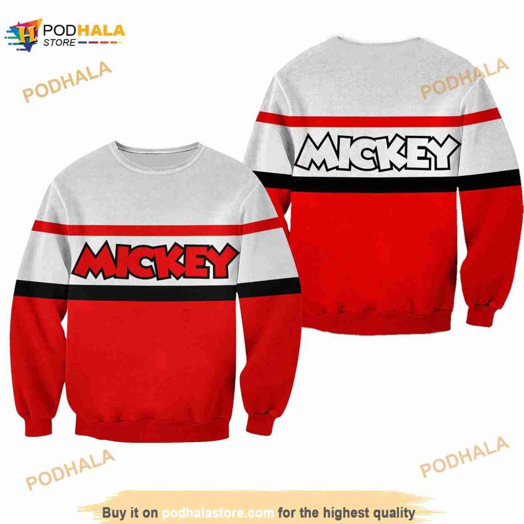 Mickey Mouse Striped Colorblock Disney 3D Sweater