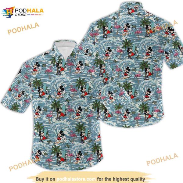 Mickey Mouse Surfing, Tropical Beach Shirt