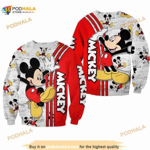 Mickey Red Comic Book Patterns Disney 3D Sweater