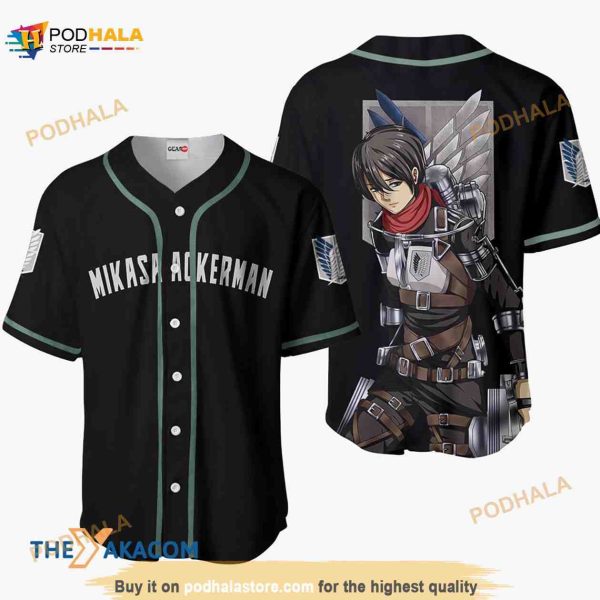 Mikasa Ackerman Attack On Titan Final Anime 3D Baseball Jersey Shirt
