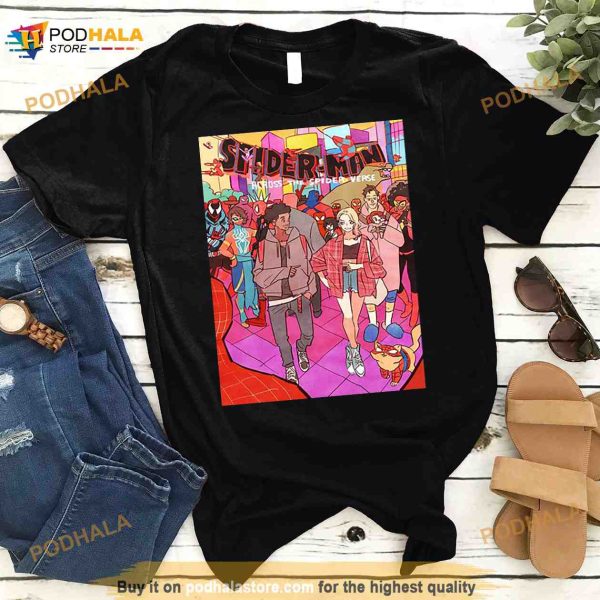 Miles Morales Gwen Stacy And Spider Cat Spider Man Across The Spider Verse Manga Style T Shirt