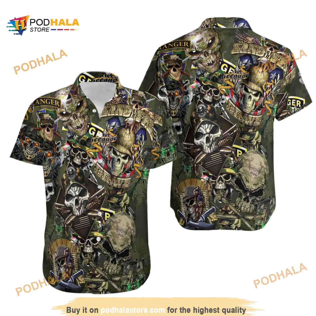 Military Aloha Skull Soldier Land Of The Free Funny Hawaiian Shirt Military Aloha Skull Soldier Land Of The Free Funny Hawaiian Shirt