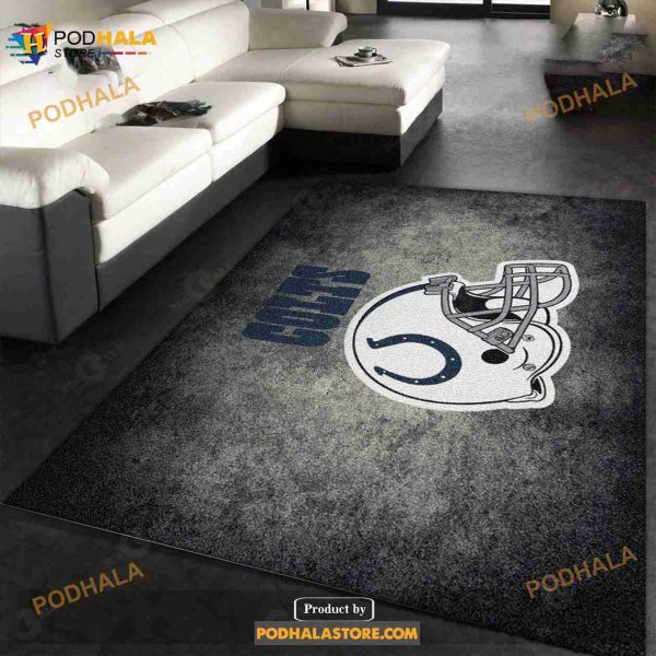 Milliken NFL Distressed Helmet Indianapolis Colts Area Rug Kitchen Rug Home Decor Floor Decor