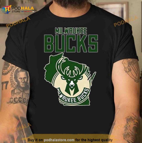 Milwaukee Bucks Basketball Map Logo 2023 Shirt