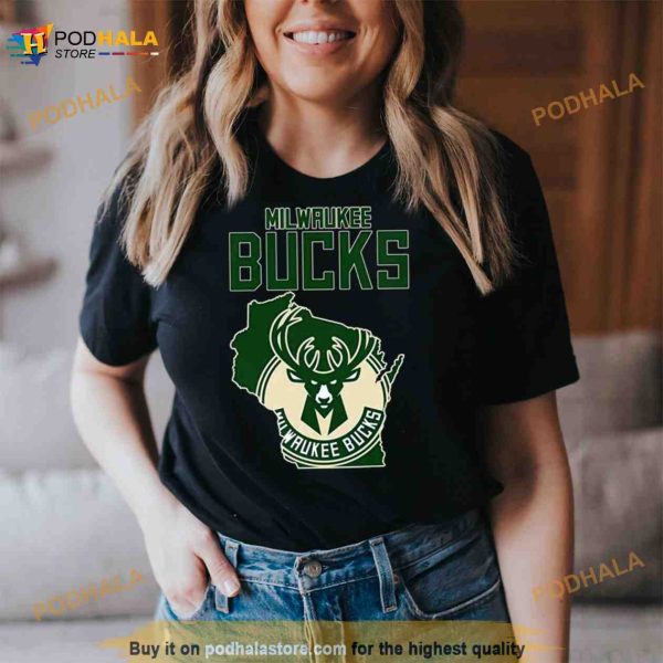 Milwaukee Bucks Basketball Map Logo 2023 Shirt