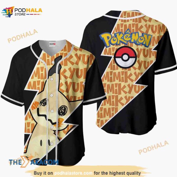 Mimikyu Pokemon Anime 3D Baseball Jersey Shirt