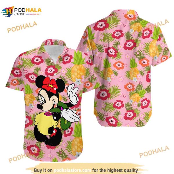Mini Mouse Hawaiian Aloha Shirt, Mickey And Minnie Hawaiian Shirt