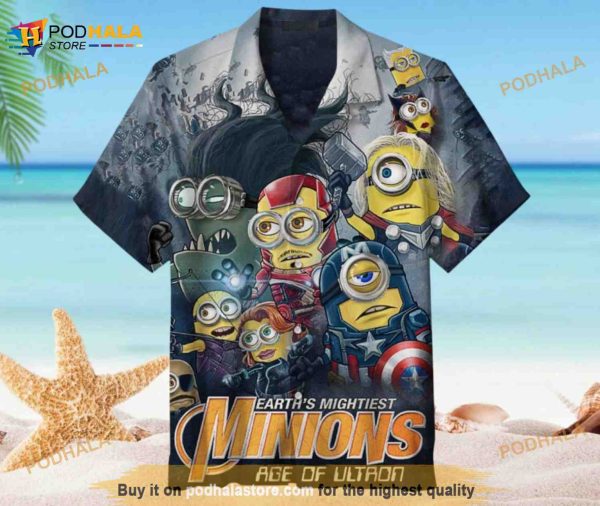 Minion Avengers Funny Hawaiian Shirt, Summer Tropical Aloha Shirt