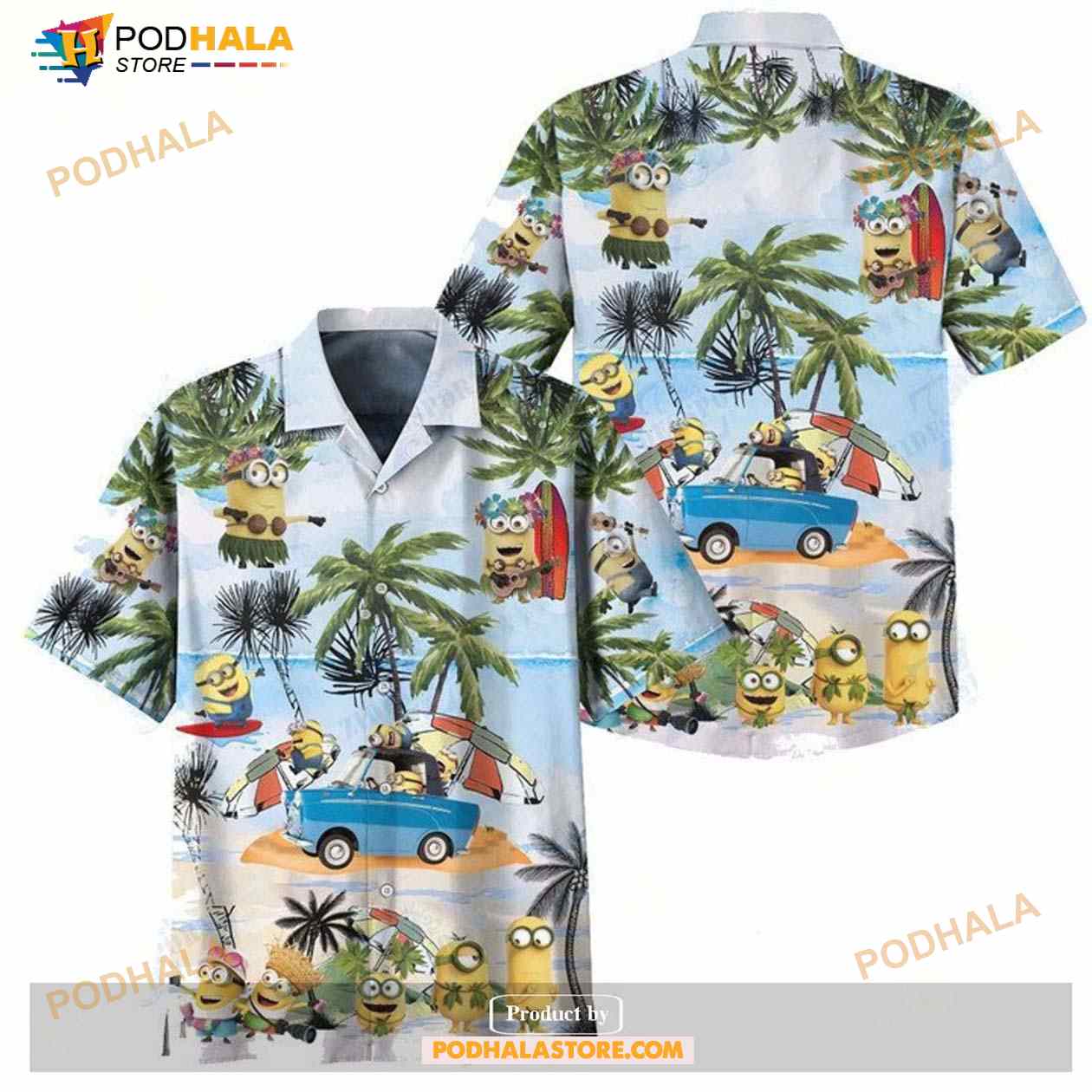 Minions Summer Tropical Vacation Minions On Car Funny Hawaiian Shirt Minions Summer Tropical Vacation Minions On Car Funny Hawaiian Shirt