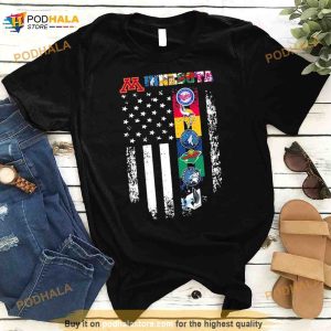 Minnesota Sport Team Logo 2023 American Flag Shirt