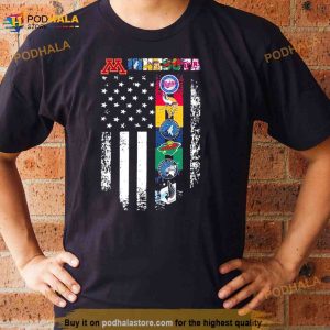 Minnesota Sport Team Logo 2023 American Flag Shirt 2