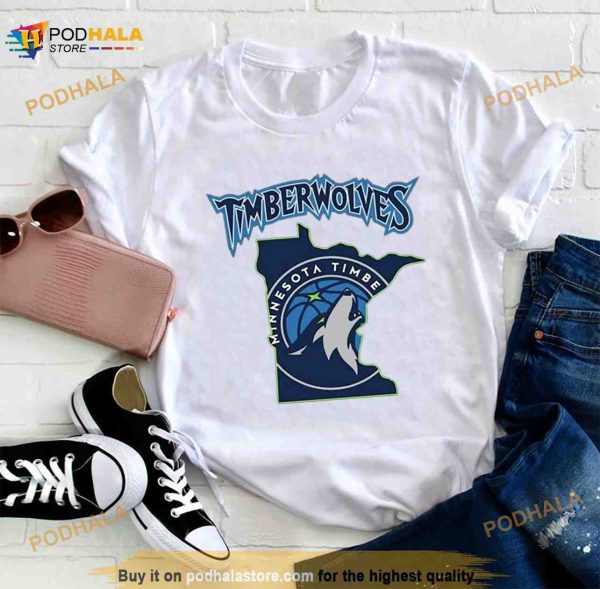Minnesota Timberwolves Basketball Map Logo 2023 Shirt