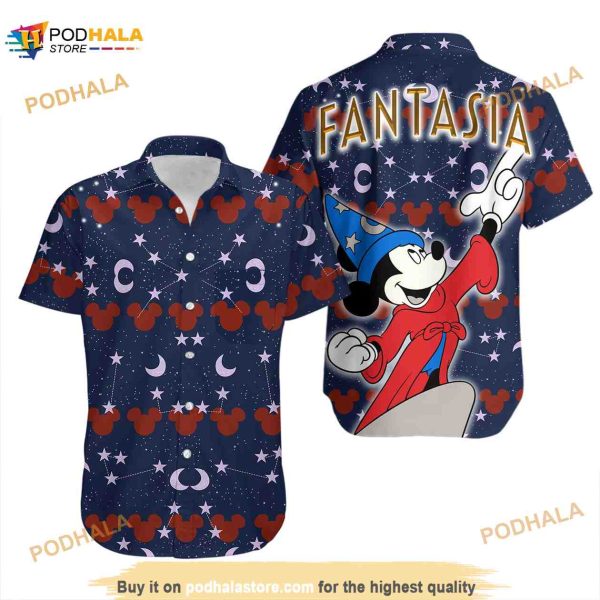 Minnie Fantasia Floral Hawaii Beach Pattern Disney Hawaiian Button Down Shirt