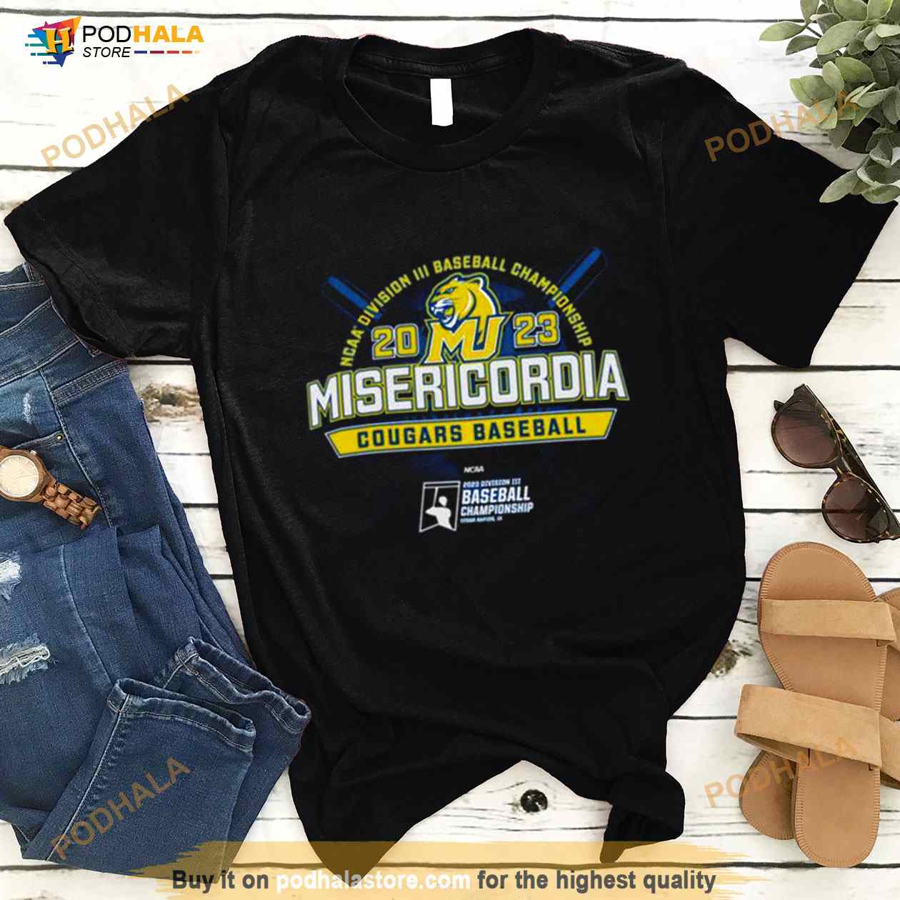 Misericordia University 2023 NCAA Division III Baseball Championship Misericordia Cougars Baseball Shirt Misericordia University 2023 NCAA Division III Baseball Championship Misericordia Cougars Baseball Shirt