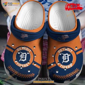 Mlb Team Detroit Tigers Orange-navy For Unisex & Kids Crocs Clog Shoes