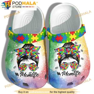 #Momlife Austim 3D Crocs Clog Shoes, Funny Crocs
