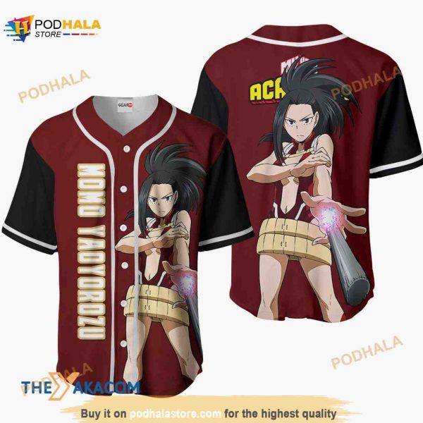 Momo Yaoyorozu My Hero Academia Anime 3D Baseball Jersey Shirt