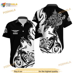 Motorcycles Harley Davidson Button Shirt, Personalized Aloha Shirt For Harley Davidson Lovers