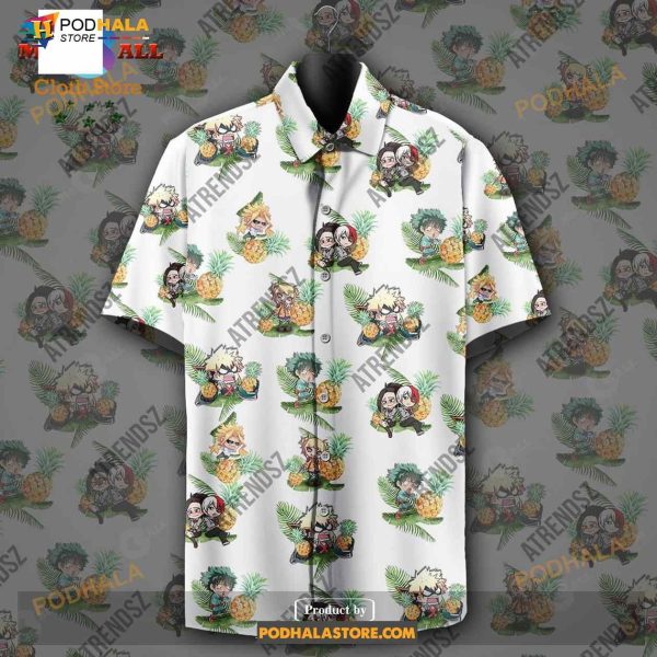 My Hero Academia Bakugo Midoriya Izuku Toga Pattern White Funny Hawaiian Shirt