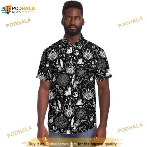 Mystic Bats 3D Hawaiian Shirt, Goth Button Down Shirt, Dark Magic Clothing