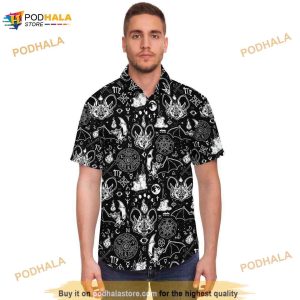 Mystic Bats 3d Hawaiian Shirt Goth Button Down Shirt Dark Magic Clothing 3