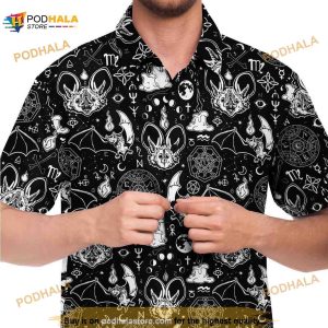 Mystic Bats 3d Hawaiian Shirt Goth Button Down Shirt Dark Magic Clothing 4