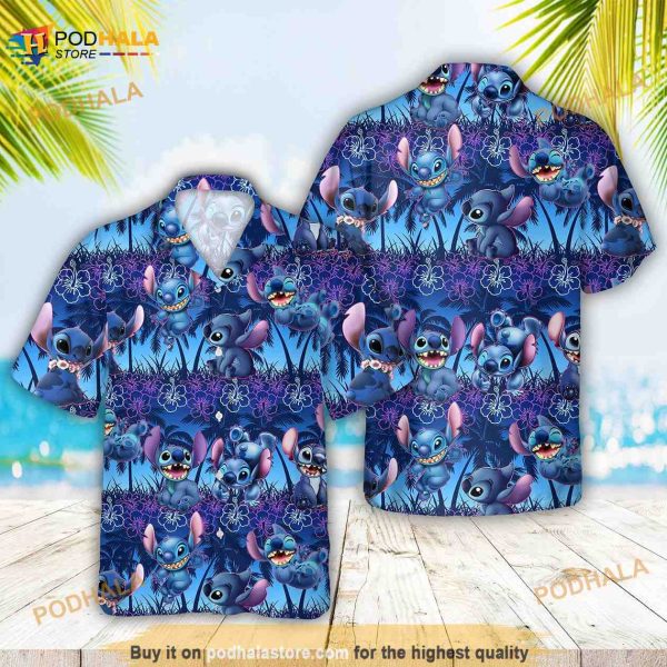 Naughty Stitch Funny Hawaiian Shirt, Disney Flowers Stitch Beach Aloha Shirt