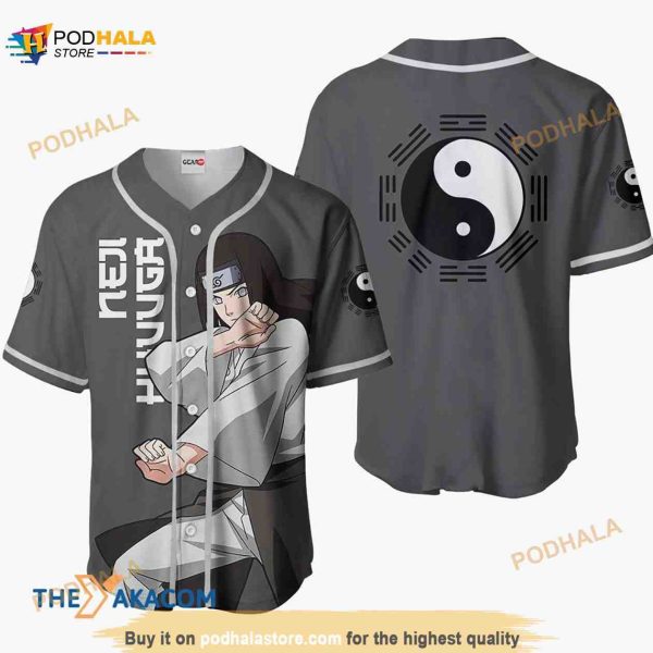 Neji Hyuuga Naruto Anime 3D Baseball Jersey Shirt