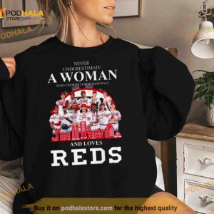 Never Underestimate A Woman Who Understands Baseball And Loves Cincinnati  Reds Skyline Signatures Shirt - Shibtee Clothing