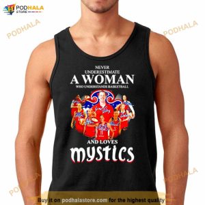 Never Underestimate A Woman Who Understands Basketball And Loves Mystics Signatures Shirt
