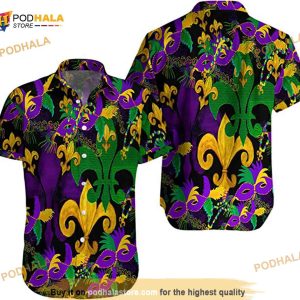 New Orleans 3D Hawaiian Shirt, Nola Aloha Shirt, Fat Tuesday, Mardi Gras Festival