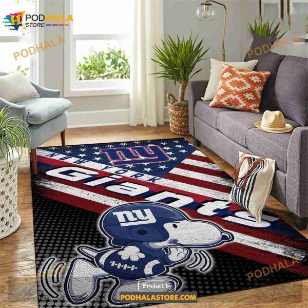 New York Giants NFL Team Logo Snoopy Us Style Nice Gift Home Decor Rectangle Area Rug