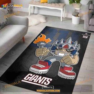 New York Giants Rusher NFL Rush Zone Character Area Rug Rugs For Living Room Rug Home Decor