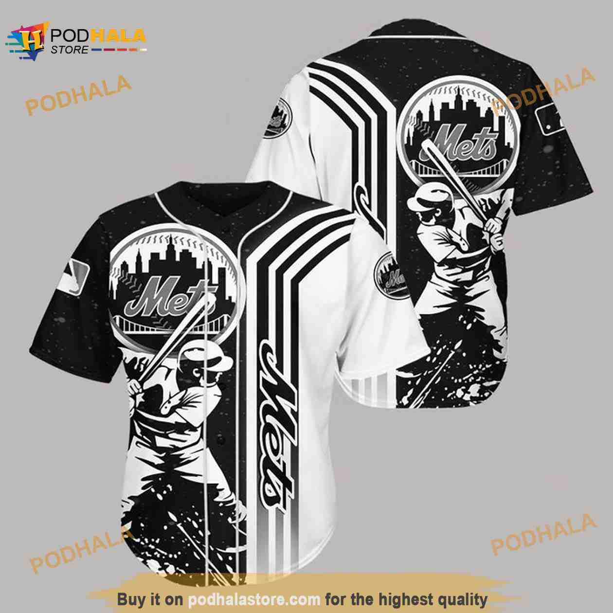 New York Mets Black N White 3D Baseball Jersey Shirt - Bring Your Ideas,  Thoughts And Imaginations Into Reality Today