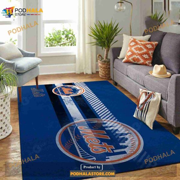 New York Mets Mlb Team Logo Nice Gift Home Decor Gift Rectangle Area Rug