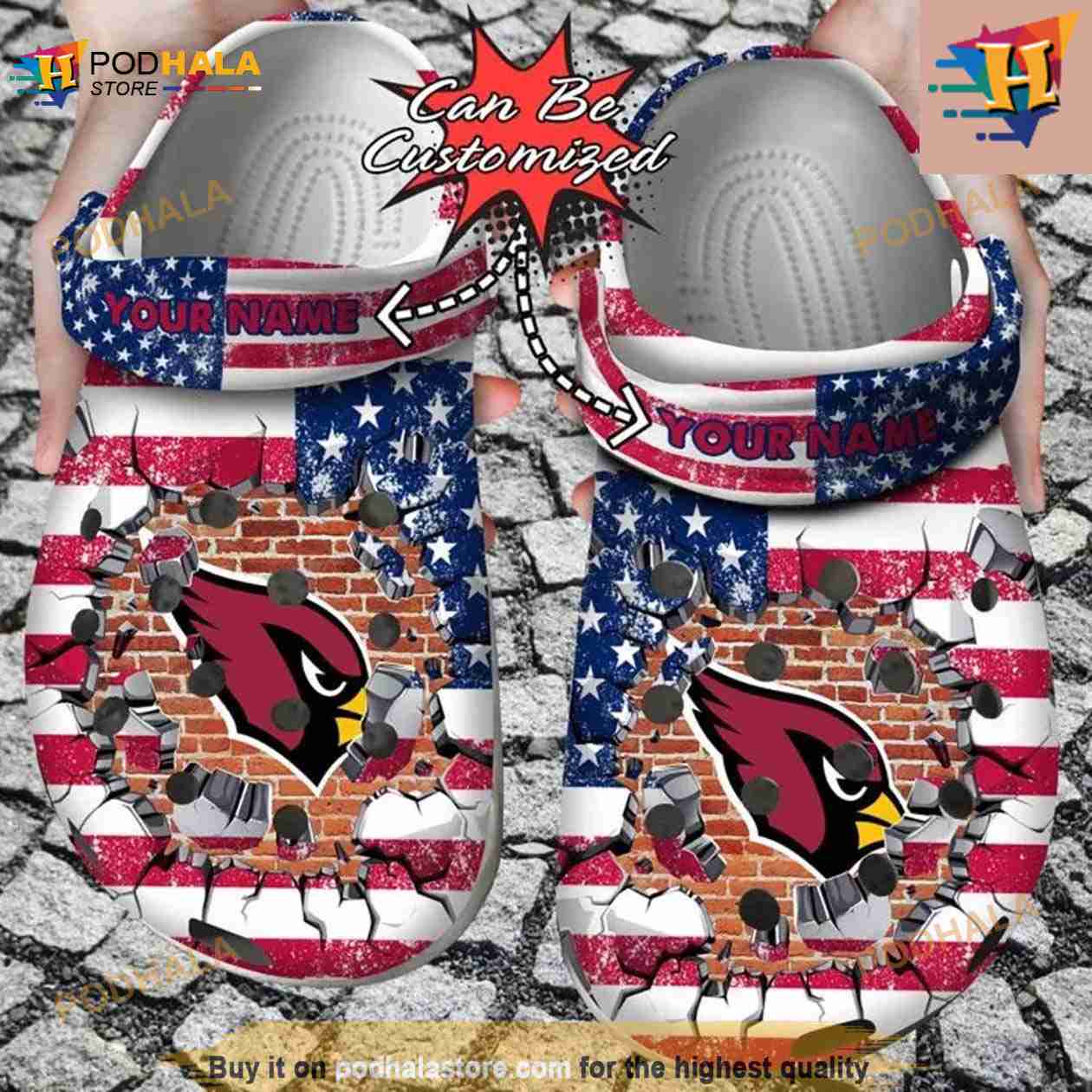 NFL Crocs Arizona Cardinals American Flag Breaking Wall Crocs Clog Shoes -  Bring Your Ideas, Thoughts And Imaginations Into Reality Today