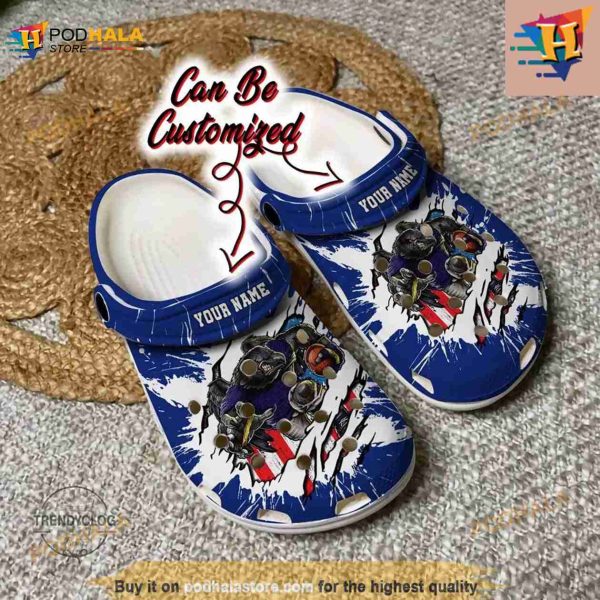 NFL Crocs Baltimore Ravens Mascot Ripped Flag Crocs Clog Shoes