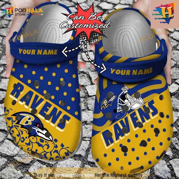 NFL Crocs Baltimore Ravens Polka Dots Colors Crocs Clog Shoes