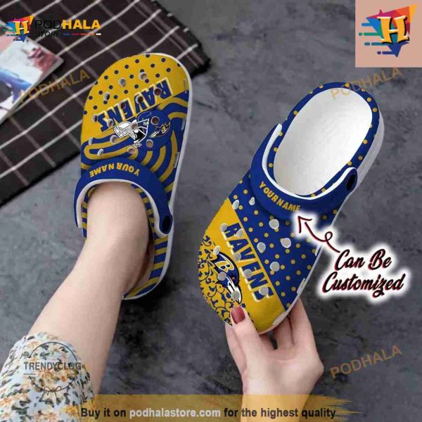 NFL Crocs Baltimore Ravens Polka Dots Colors Crocs Clog Shoes