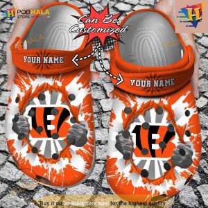 NFL Crocs Cincinnati Bengals Hands Ripping Light Crocs Clog Shoes