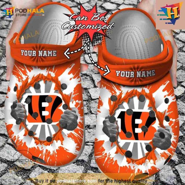 NFL Crocs Cincinnati Bengals Hands Ripping Light Crocs Clog Shoes
