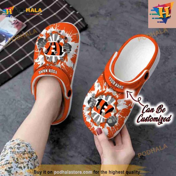 NFL Crocs Cincinnati Bengals Hands Ripping Light Crocs Clog Shoes