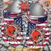 NFL Crocs Cleveland Browns American Flag Breaking Wall Crocs Clog Shoes