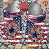 NFL Crocs Dallas Cowboys American Flag Breaking Wall Crocs Clog Shoes