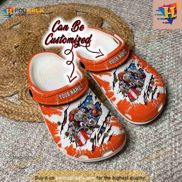 NFL Crocs Denver Broncos Mascot Ripped Flag Crocs Clog Shoes