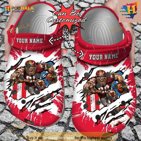 NFL Crocs Kansas City Chiefs Mascot Ripped Flag Crocs Clog Shoes