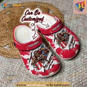 Nfl Crocs Kansas City Chiefs Mascot Ripped Flag Crocs Clog Shoes 2