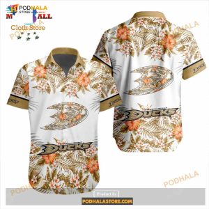 Nhl Anaheim Ducks Flowers Trending Style Special Design Button Funny Hawaiian Shirt 2