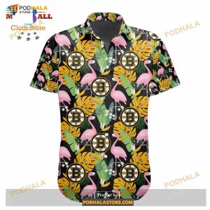 Nhl Boston Bruins Crane Bird Special Design Button Funny Hawaiian Shirt 2